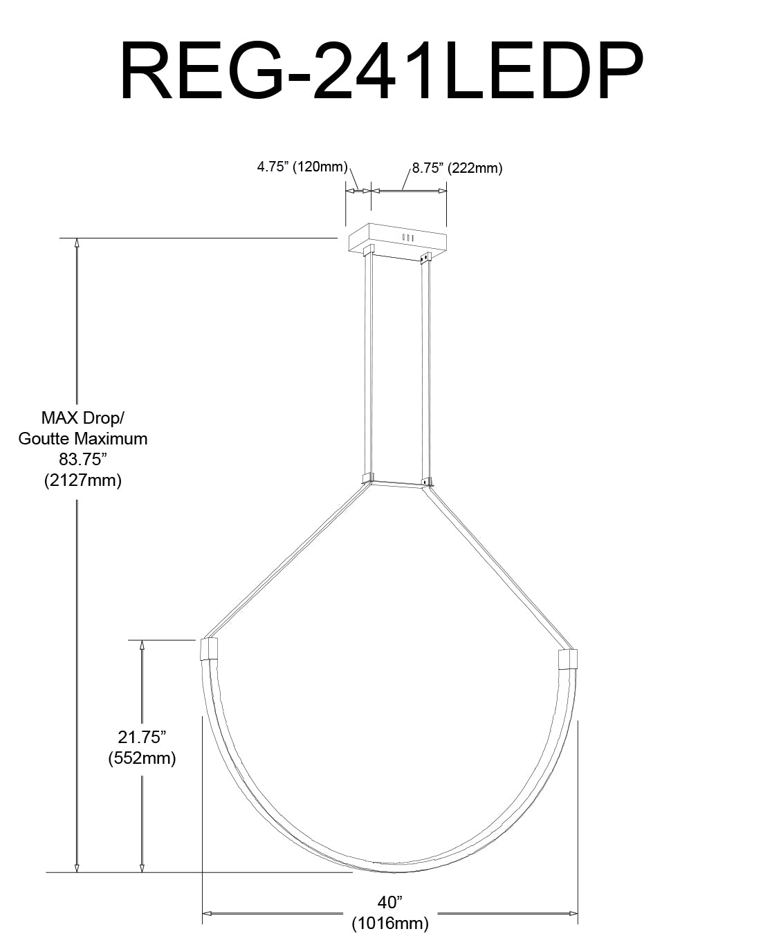 Luminaire suspendu | REGAN — 40 po