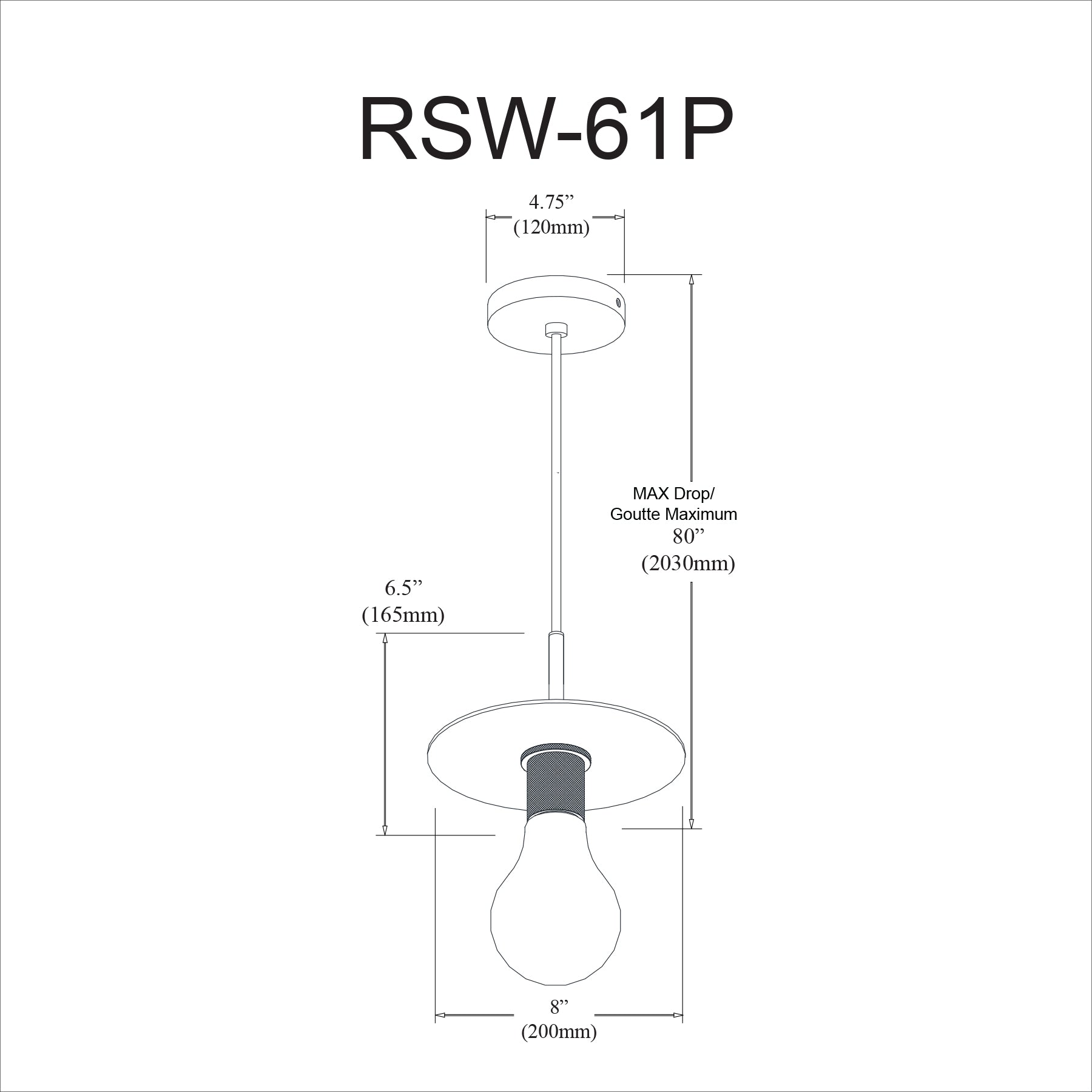 Luminaire suspendu | ROSWELL — 8 po