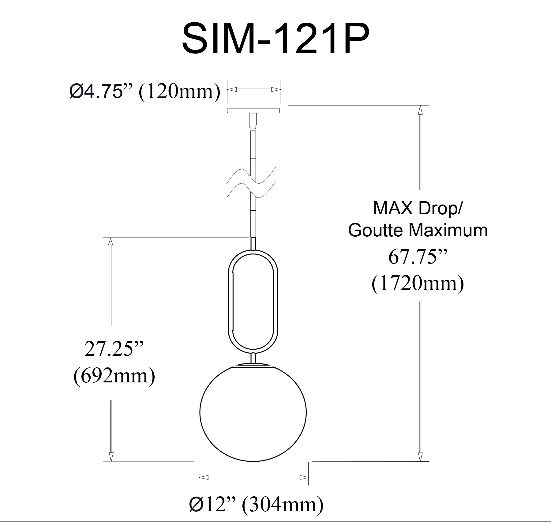 Luminaire suspendu | SIMONE — 12 po