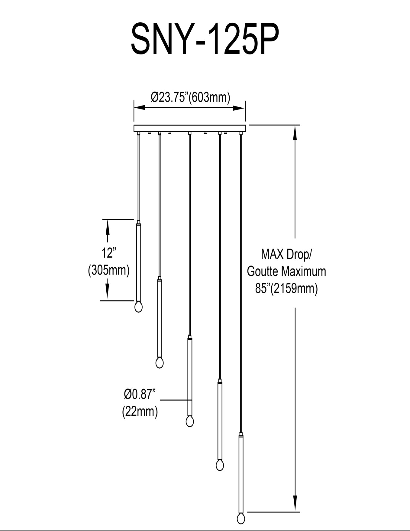 Luminaire suspendu | SANYA — 24 po × 12 po