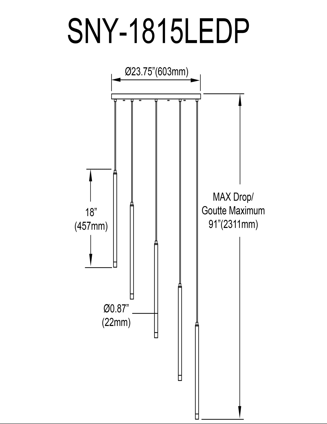 Luminaire suspendu | SANYA — 24 po × 18 po