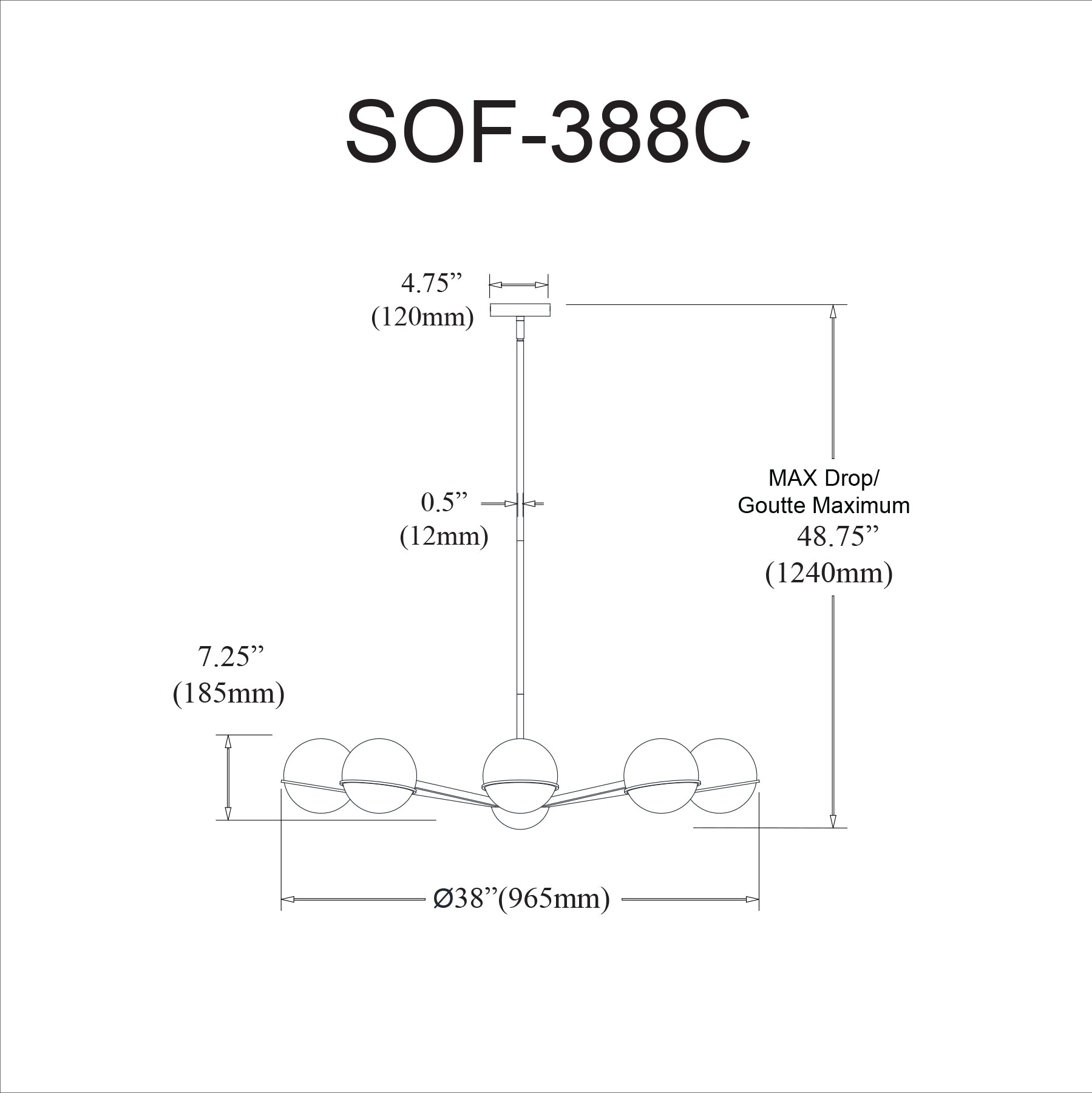 Luminaire suspendu Laiton vieilli | SOFIA