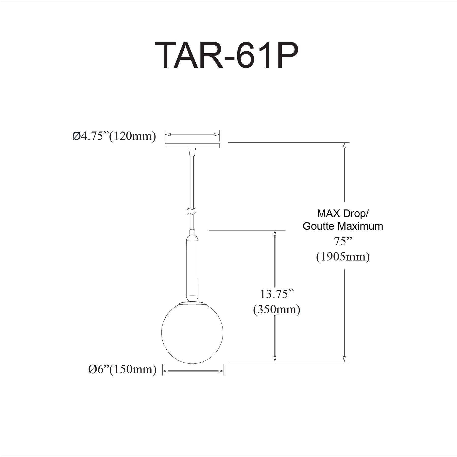 Luminaire suspendu | TARA — 6 po