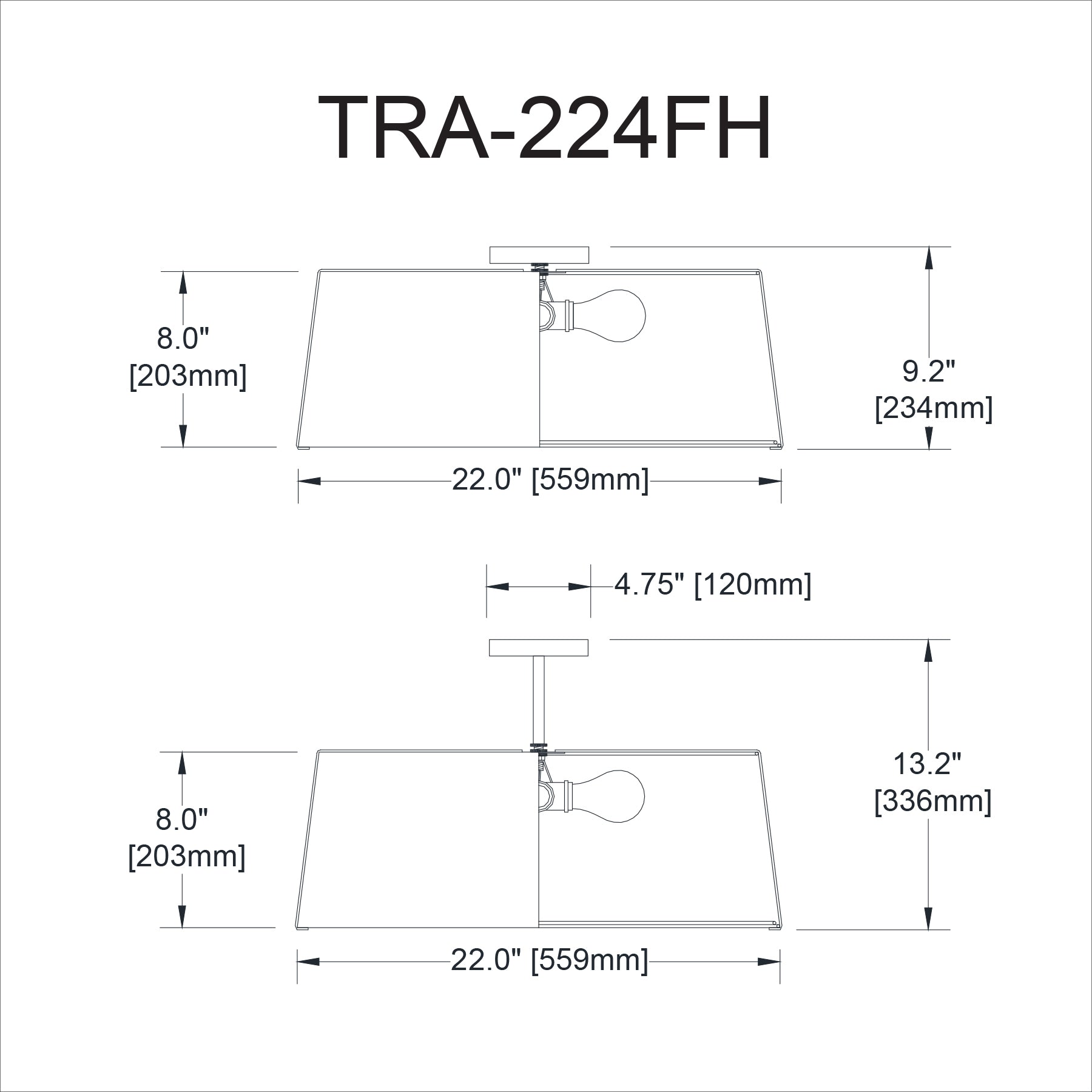 Plafonnier | TRAPEZOID — 22 po