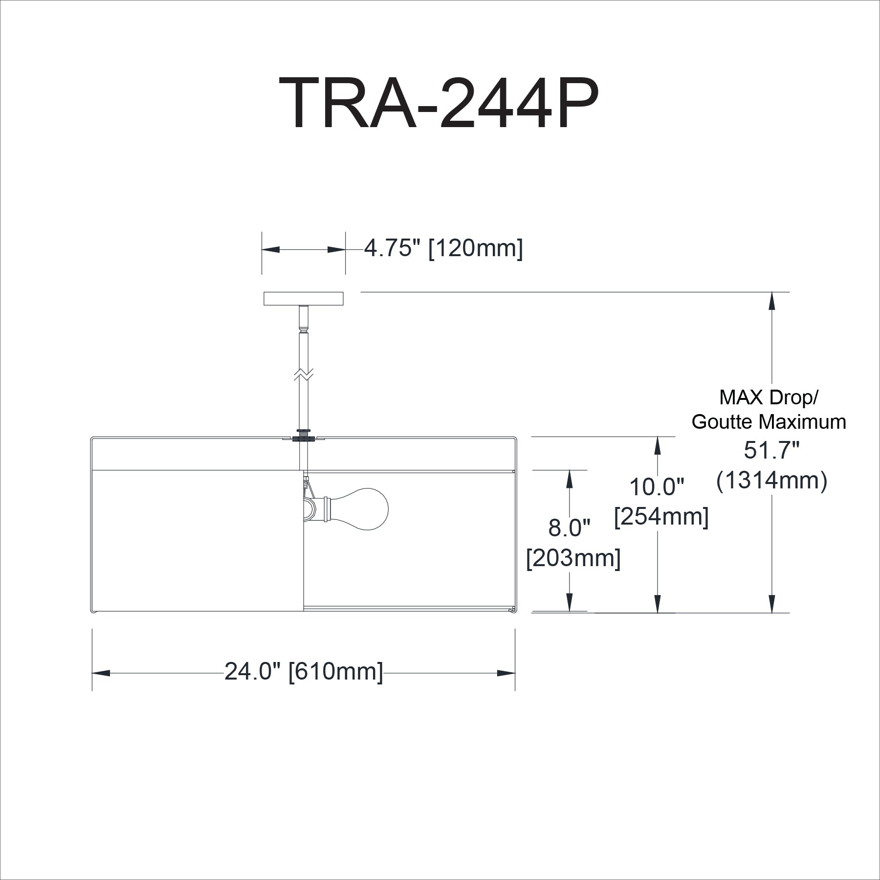 Luminaire suspendu | TRAPEZOID — 24 po × 10 po