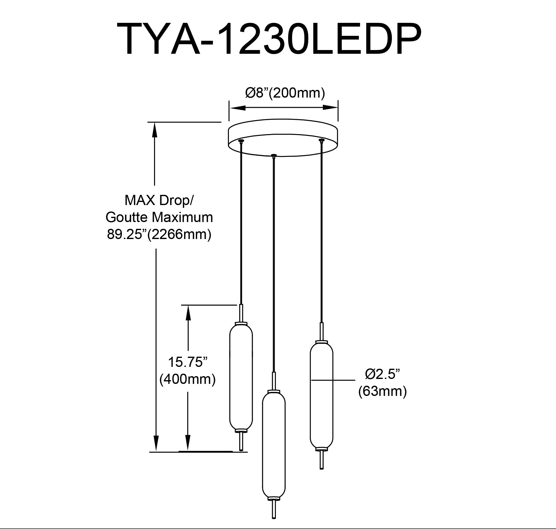 Luminaire suspendu | TYPHA — 8 po