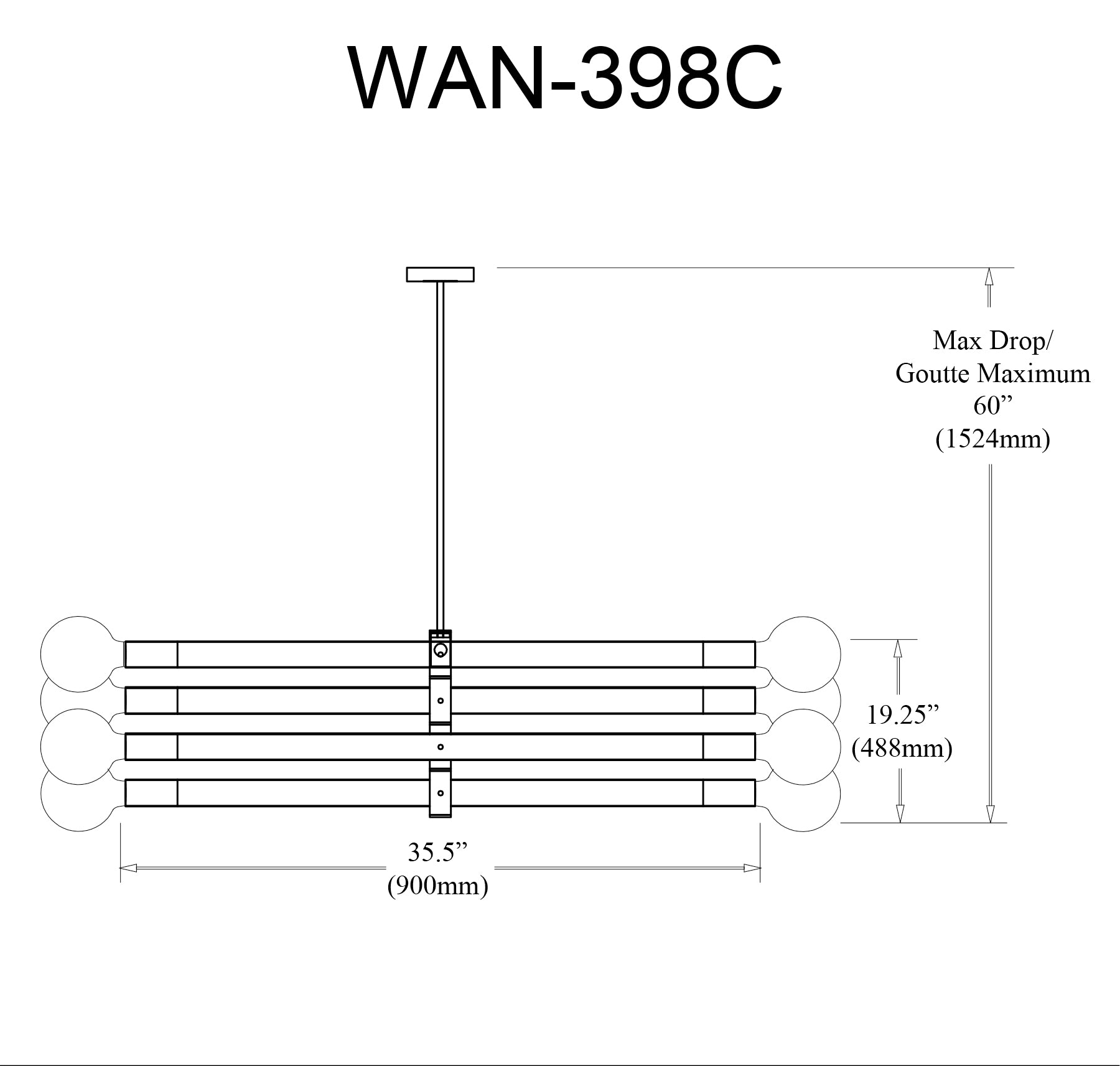 Luminaire suspendu | WAND — 36 po × 19 po