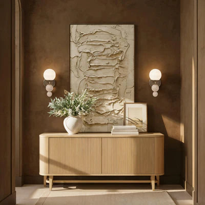 Luminaire mural Laiton antique mat et travertin | CELESTA
