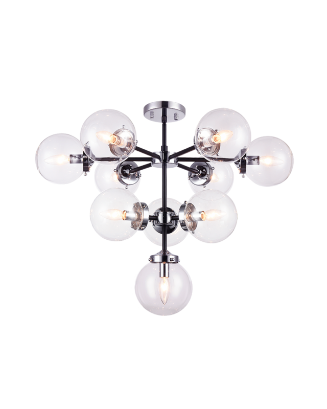 Luminaire suspendu | MARU - Chrome — Abat-jour fermé