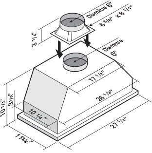 Hotte encastrée 490 CFM 28 po | Elite