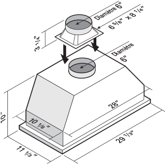Hotte encastrée 600 CFM 30 po | Elite-Pro