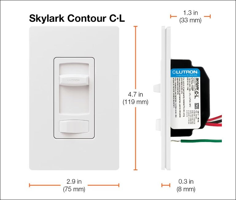 SKY LARK Gradateur Blanc - CTCL-153PH-W | LUTRON