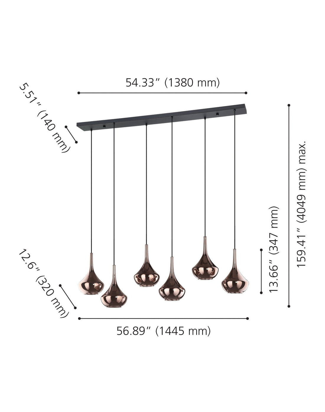 Suspension 6 lumières | Almoster