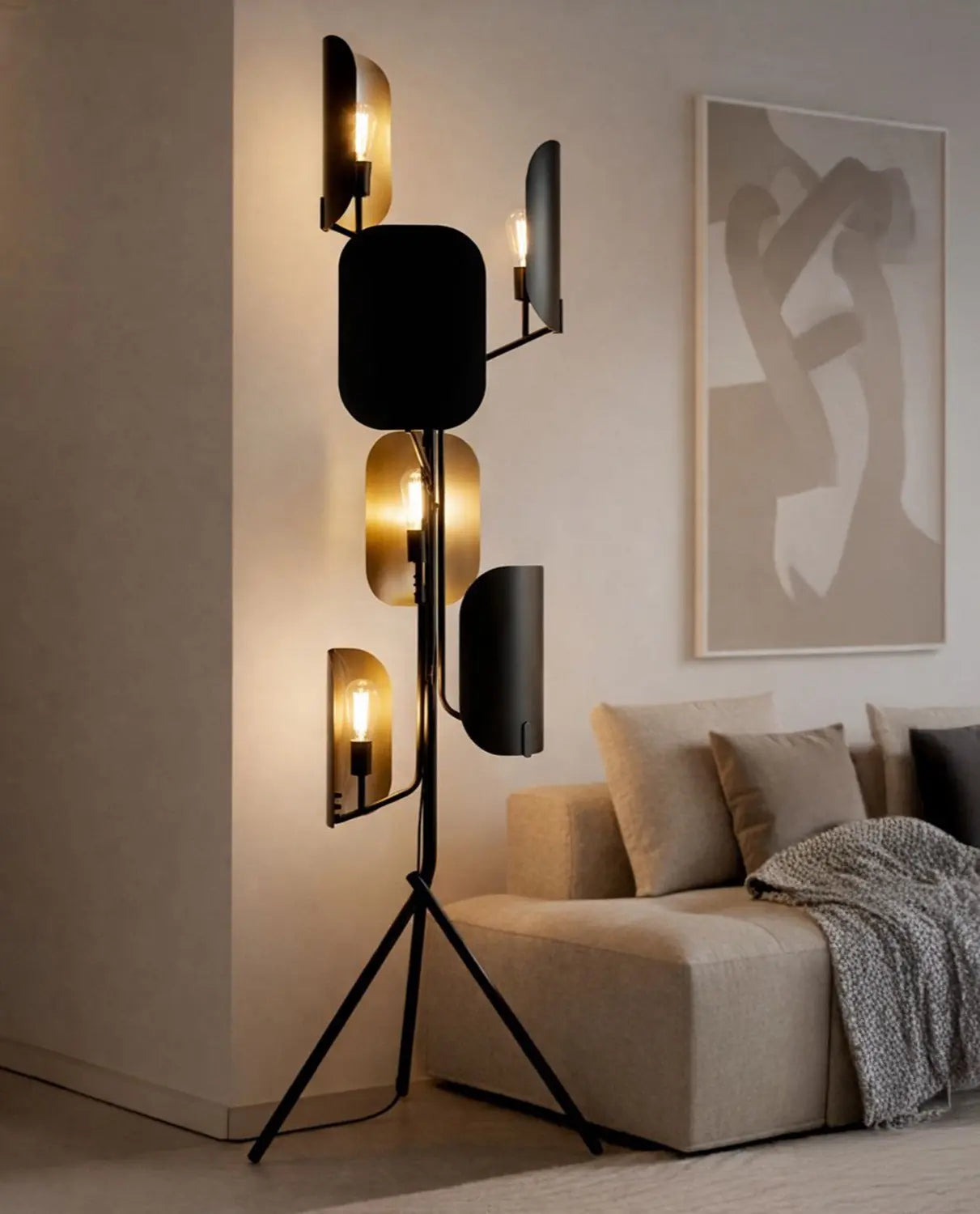 Lampe de plancher  Noir mat et or peint | ZYRIC