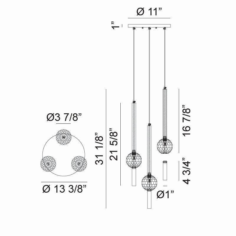 Suspension 3 lumières | WINDCHIMER