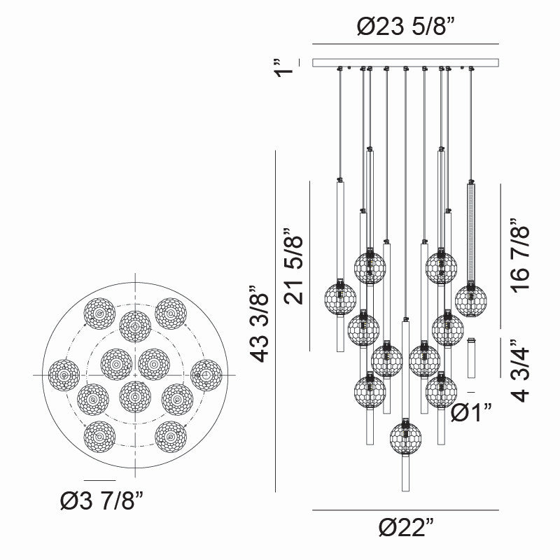 Lustre 12 lumières | WINDCHIMER