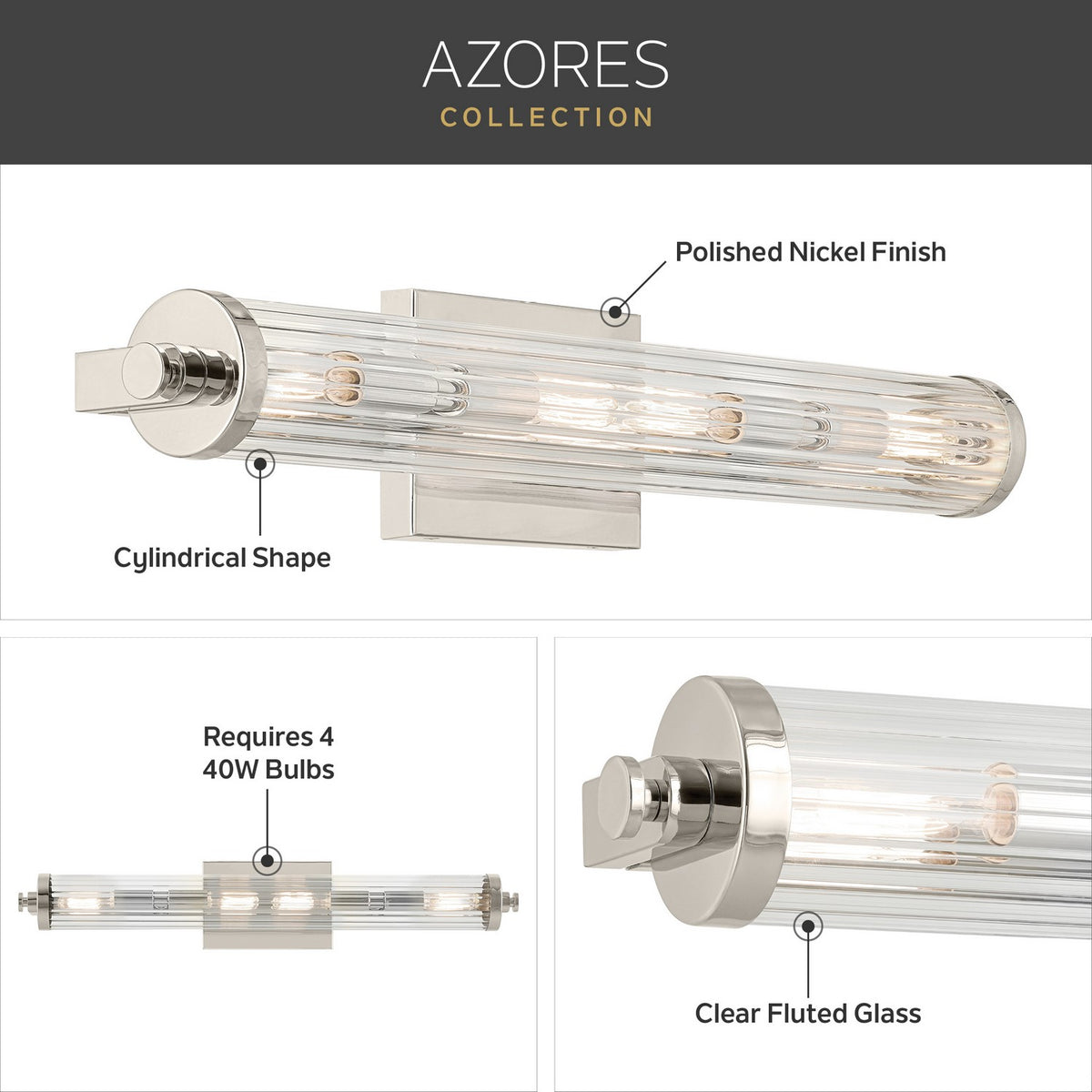 Applique de salle de bain linéaire 4 lumières | Azores