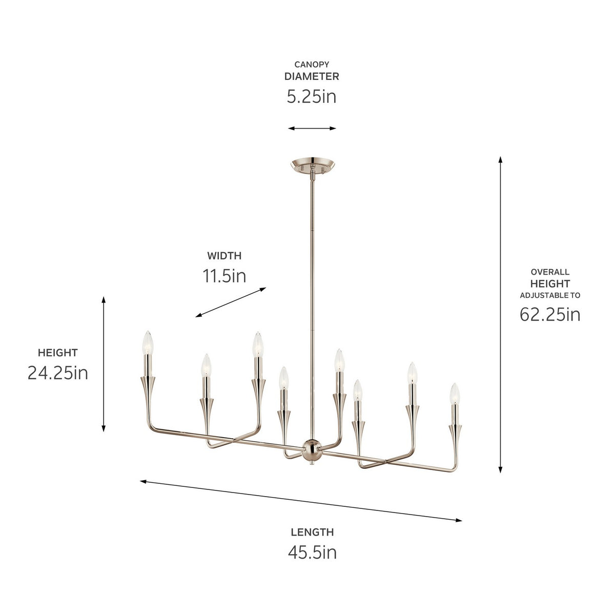 Lustre linéaire 8 lumières | Alvaro