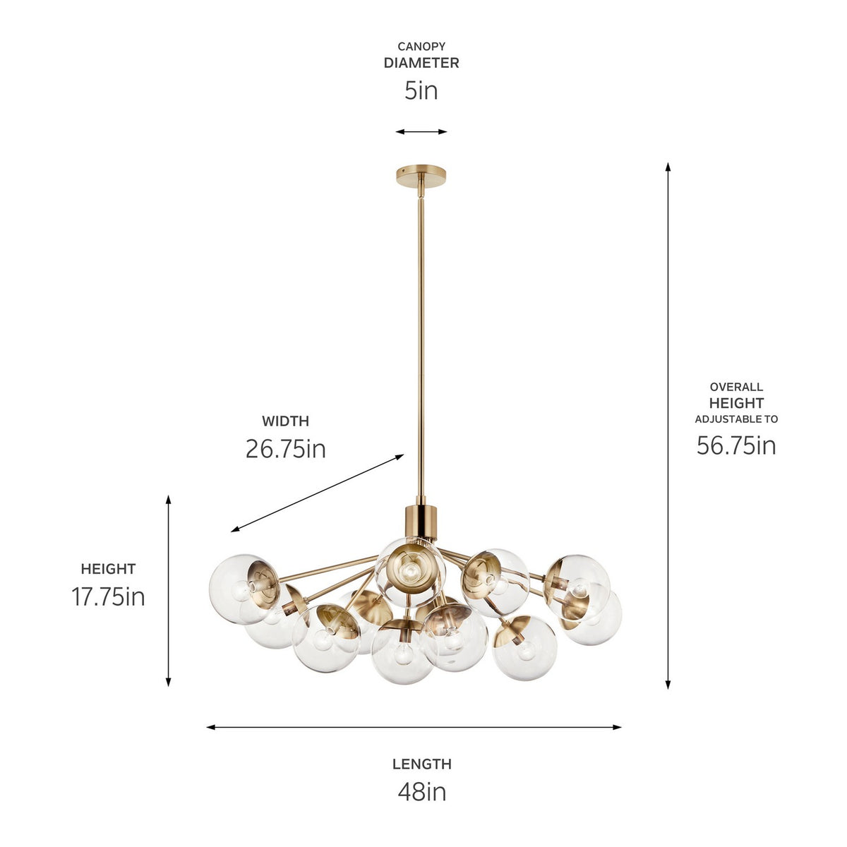 Lustre linéaire convertible 12 lumières | Silvarious