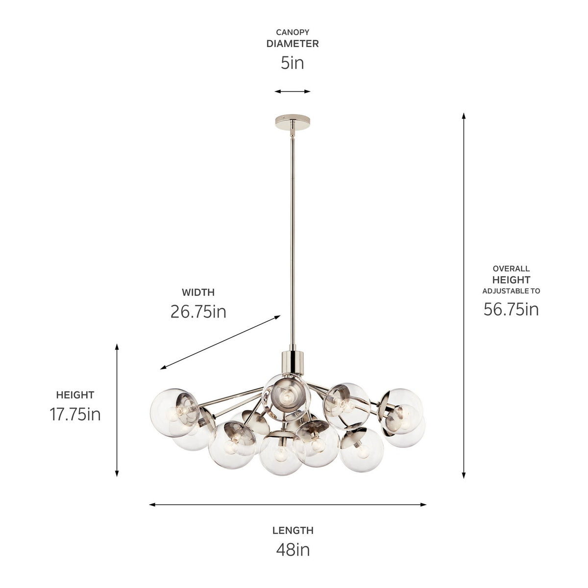 Lustre linéaire convertible 12 lumières | Silvarious