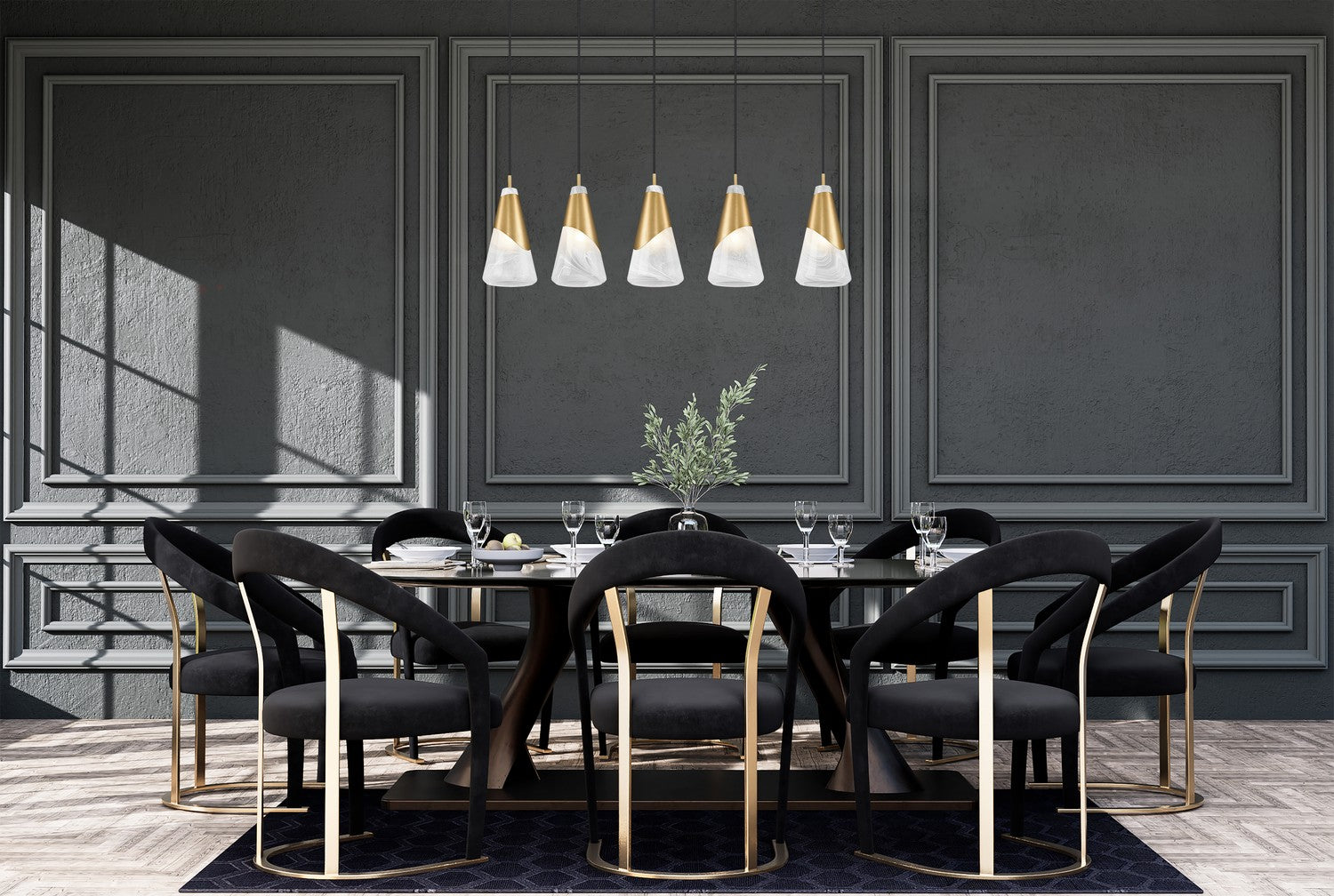 Lustre linéaire 5 lumières | Aimie