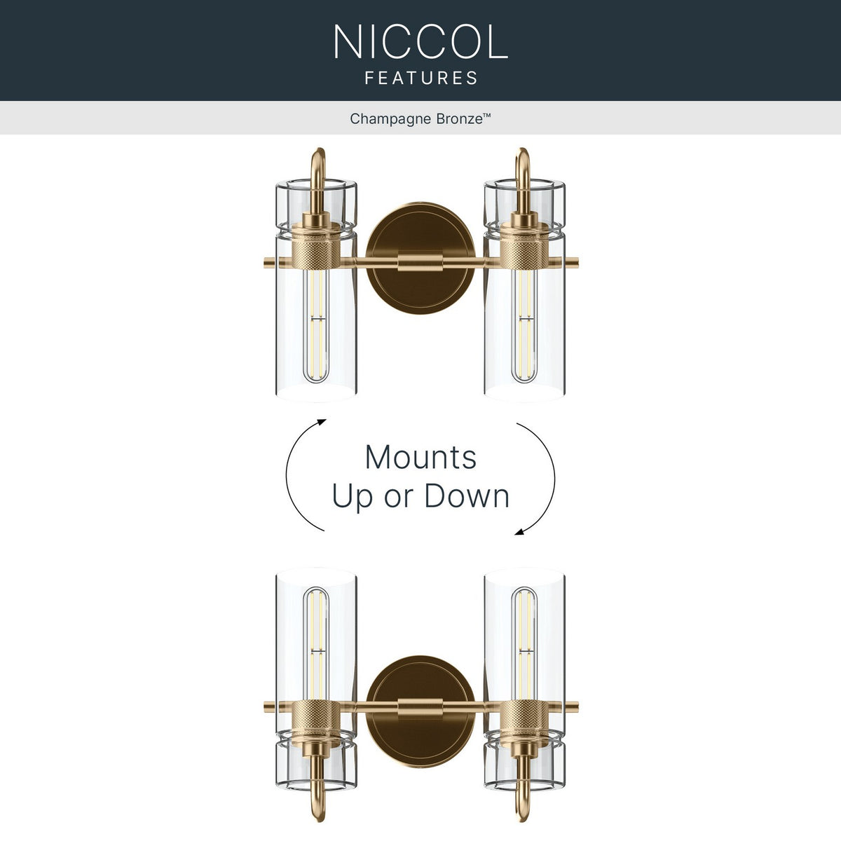 Applique de salle de bain 2 lumières | Niccol