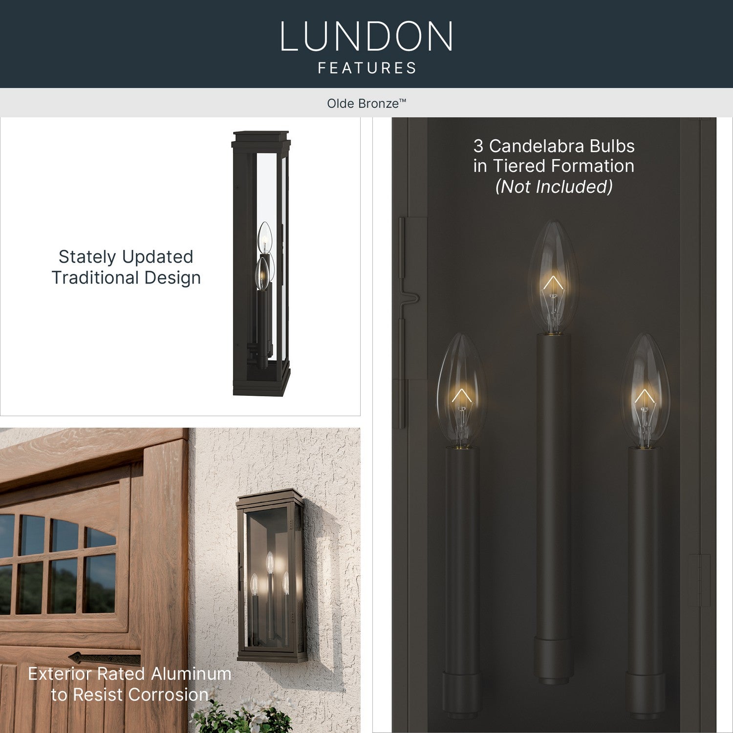 Applique murale extérieure 3 lumières | Lundon