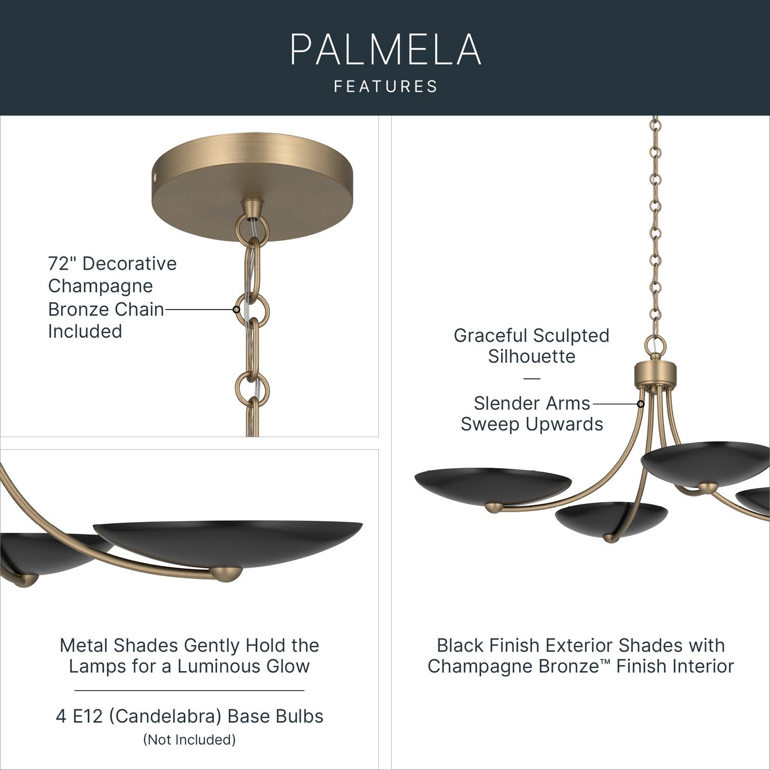 Lustre ou semi-plafonnier 4 lumières | Palmela