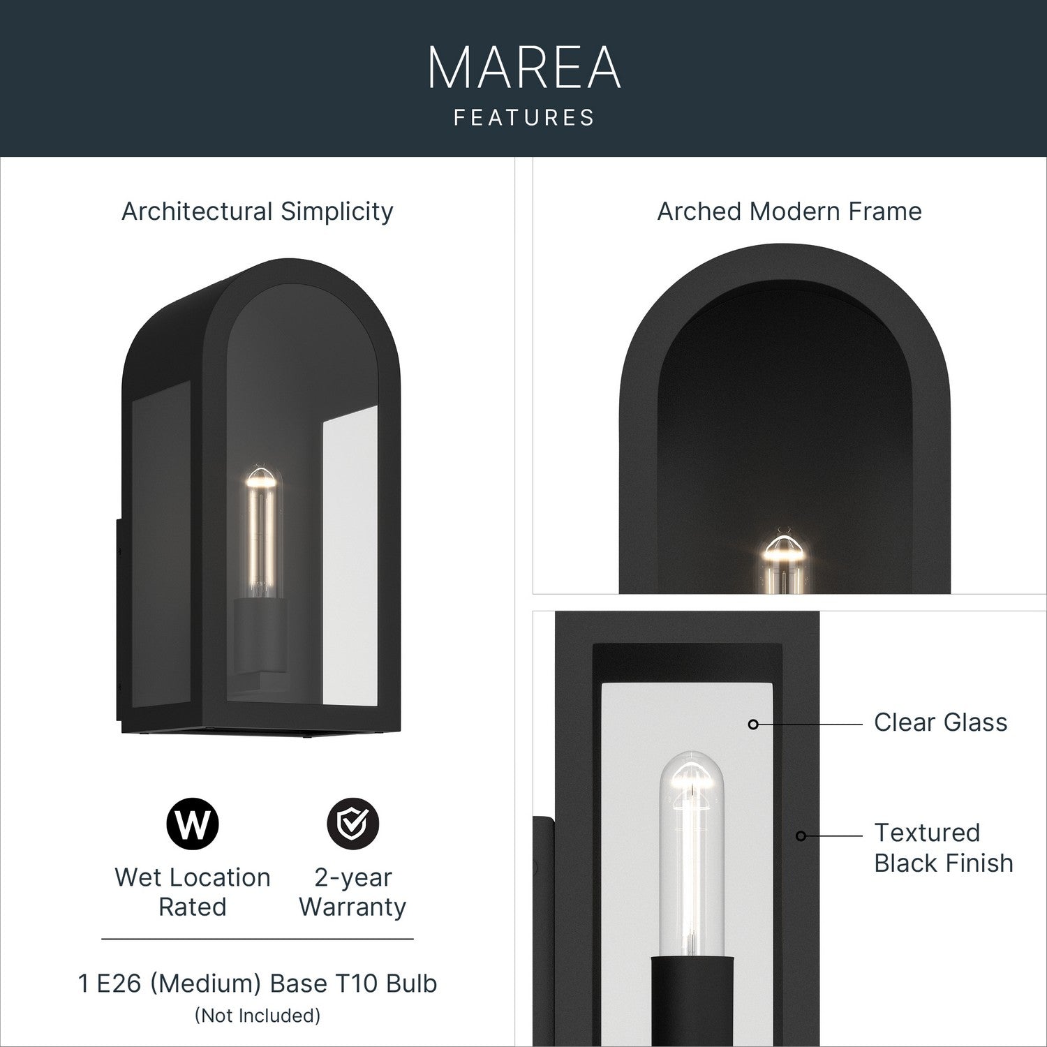 Applique murale extérieure 1 lumière | Marea