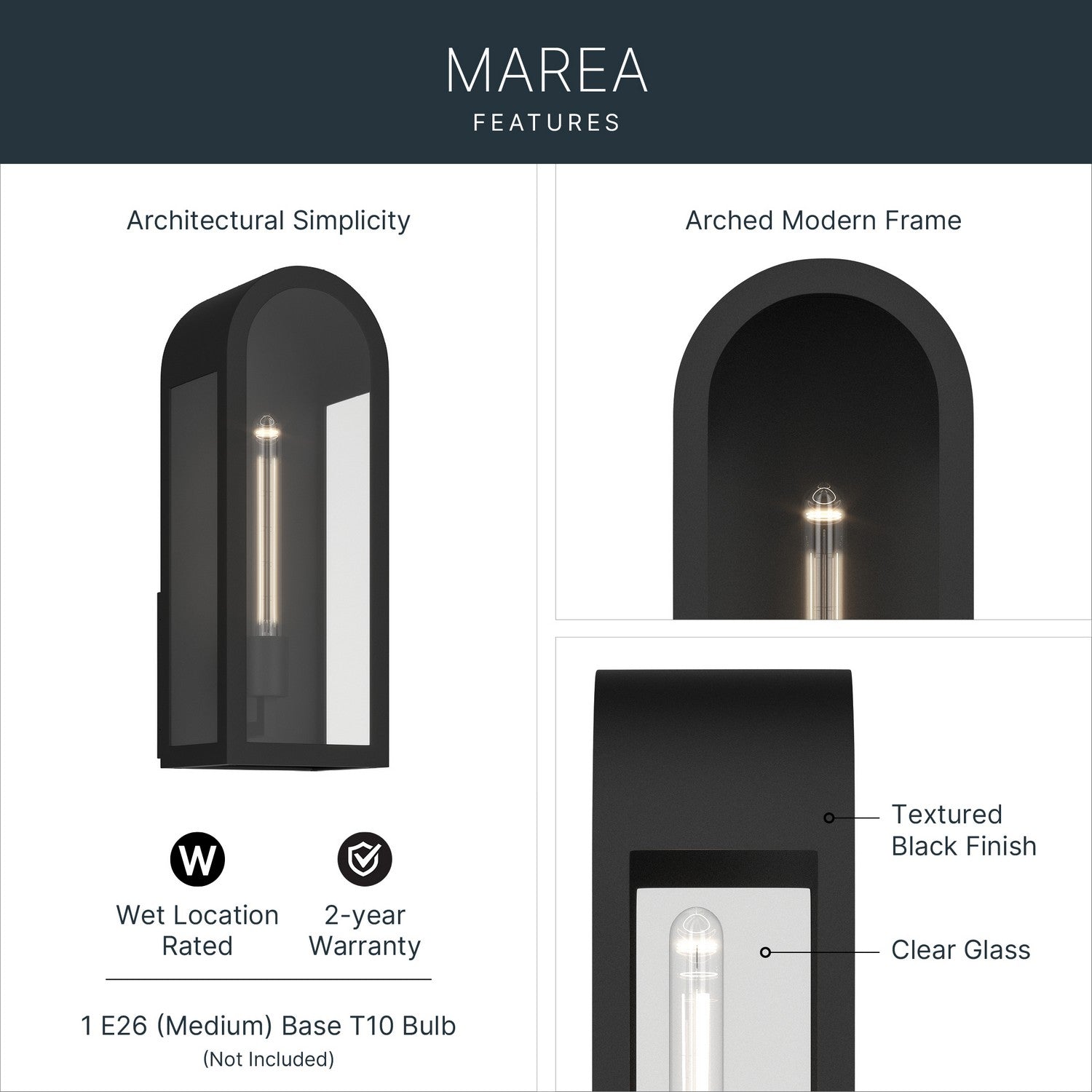 Applique murale extérieure 1 lumière | Marea