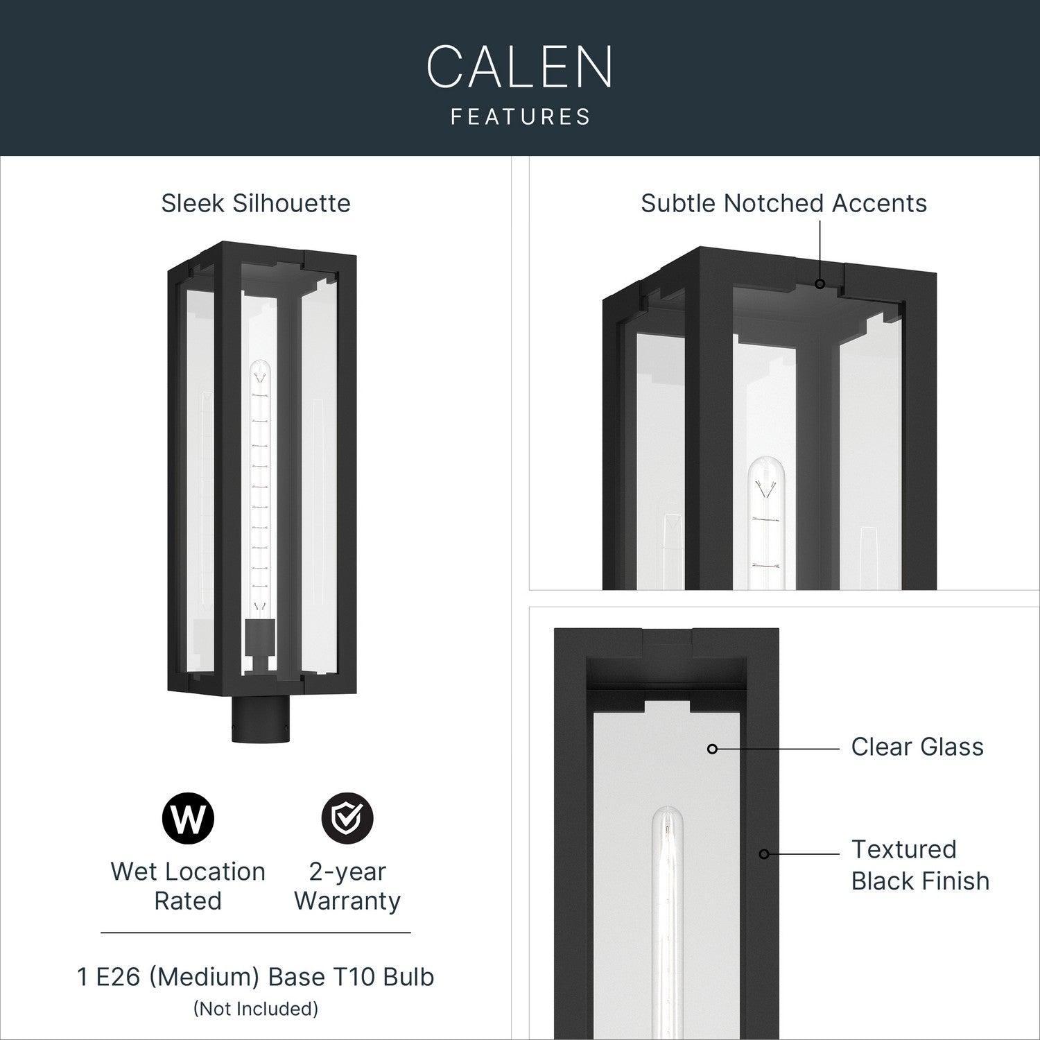 Lanterne sur poteau extérieure 1 lumière | Calen