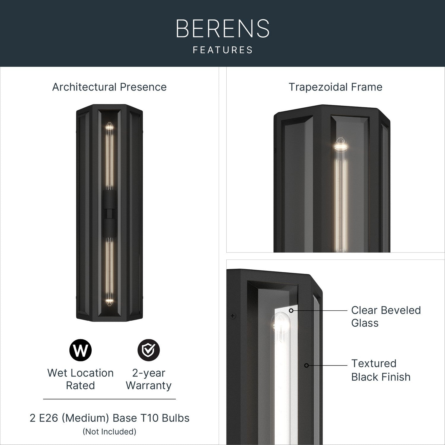 Applique murale extérieure 2 lumières | Berens