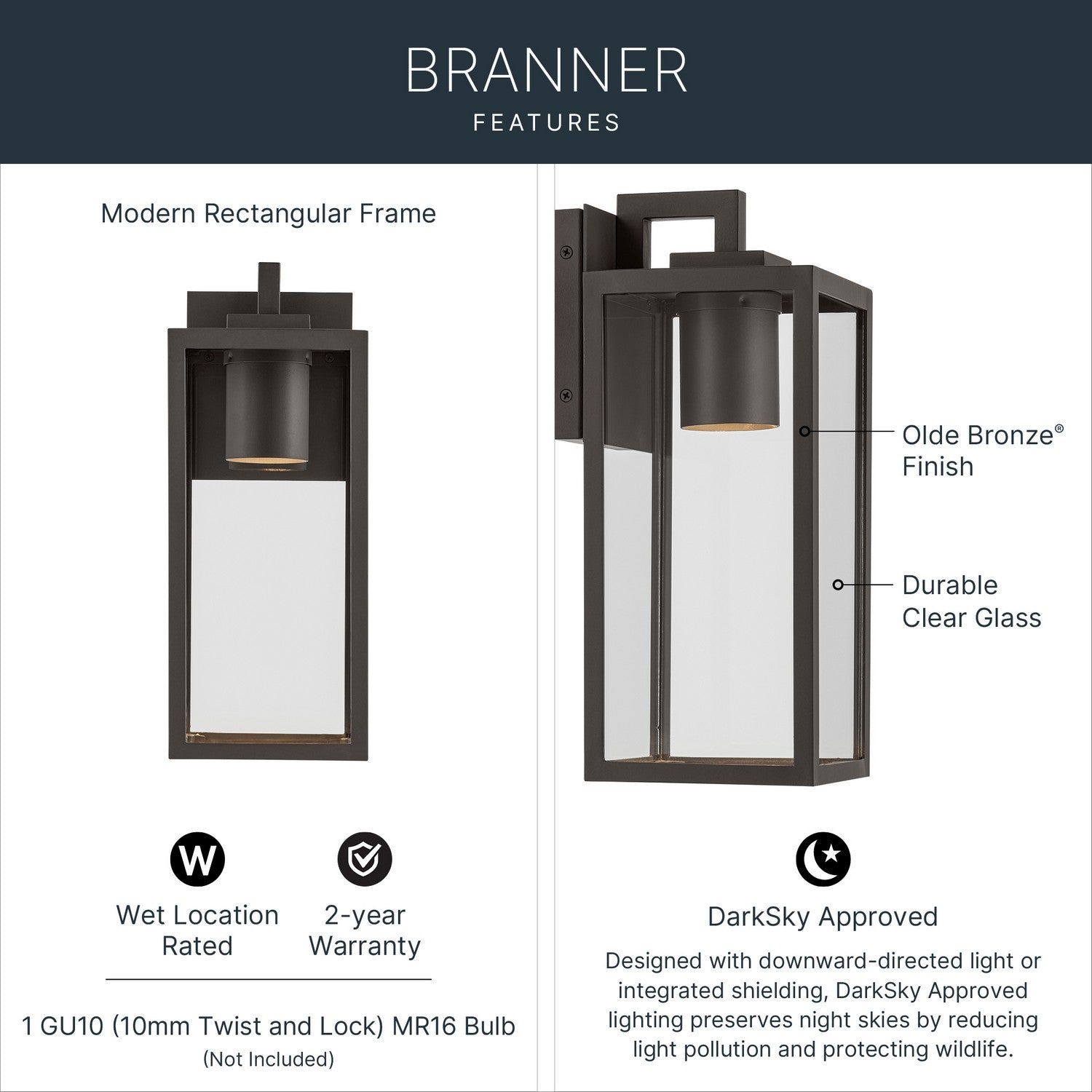 Applique murale extérieure 1 lumière | Branner