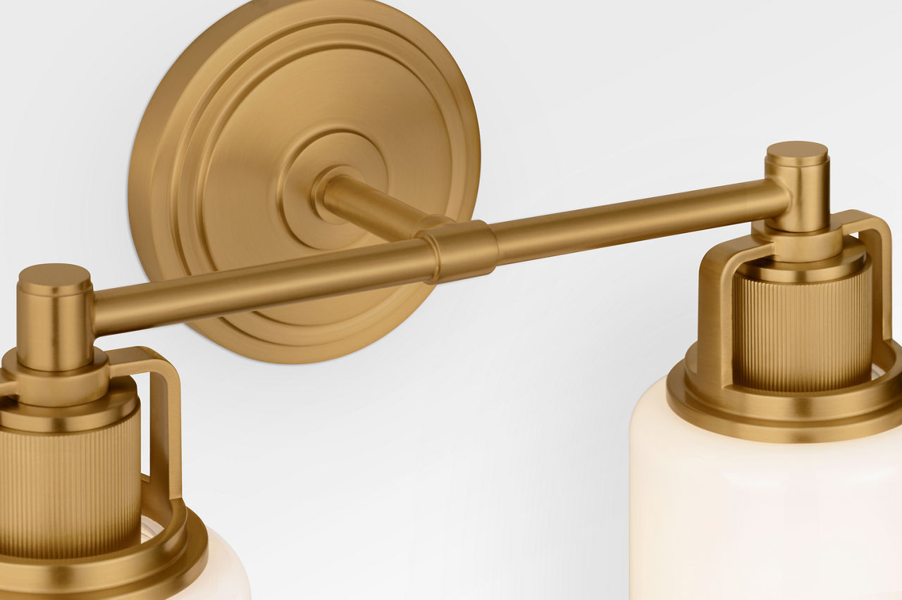 Applique de salle de bain 2 lumières | Burnished Brass | Ashford