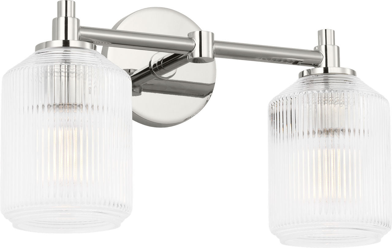 Applique de salle de bain 2 lumières | Polished Nickel | Barstow