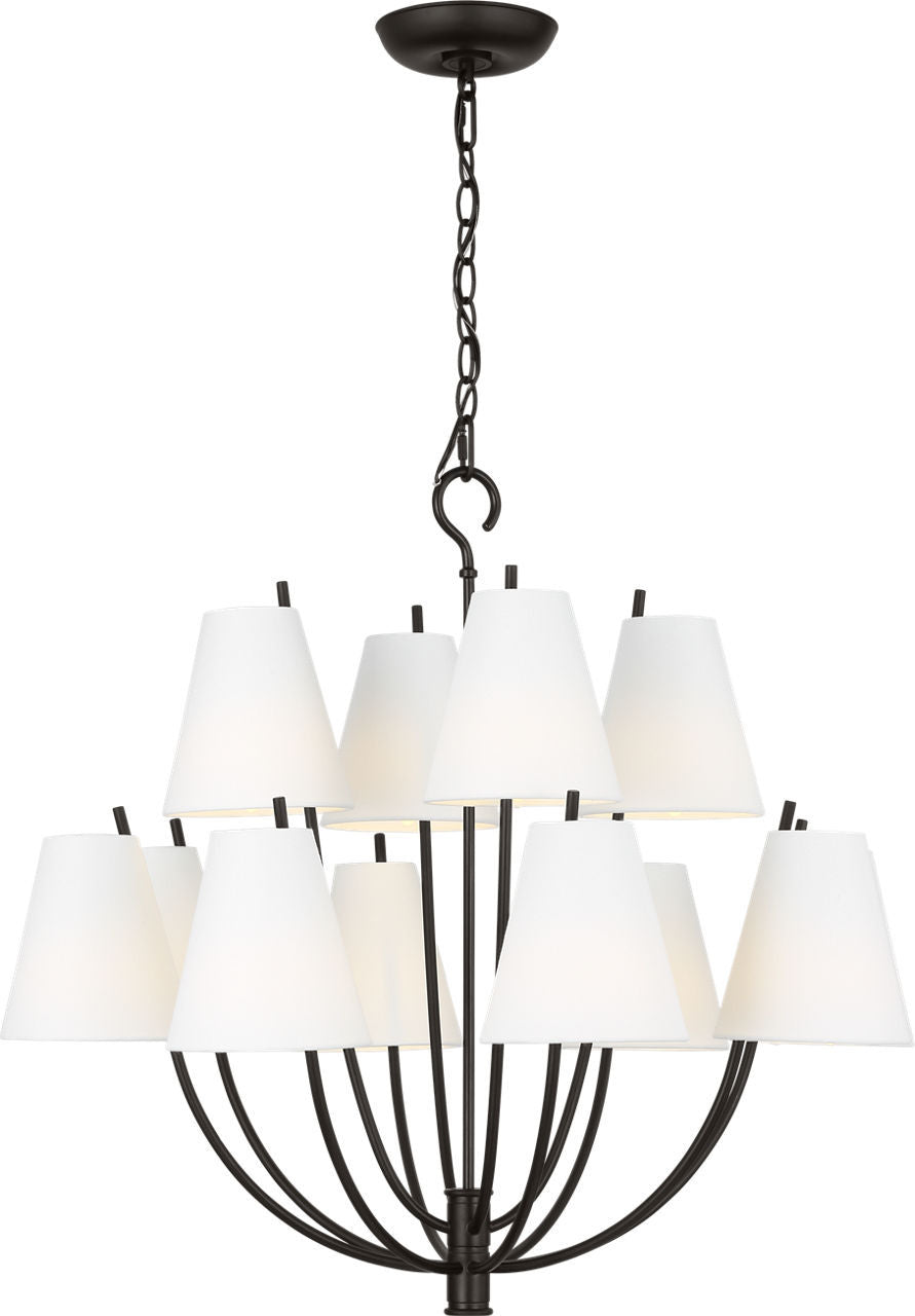 Lustre 12 lumières | Aged Iron | Marina