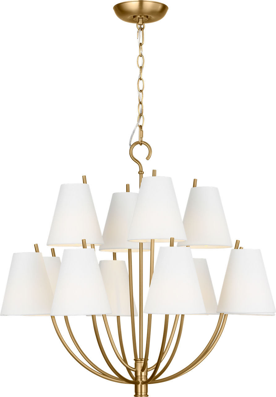 Lustre 12 lumières | Burnished Brass | Marina