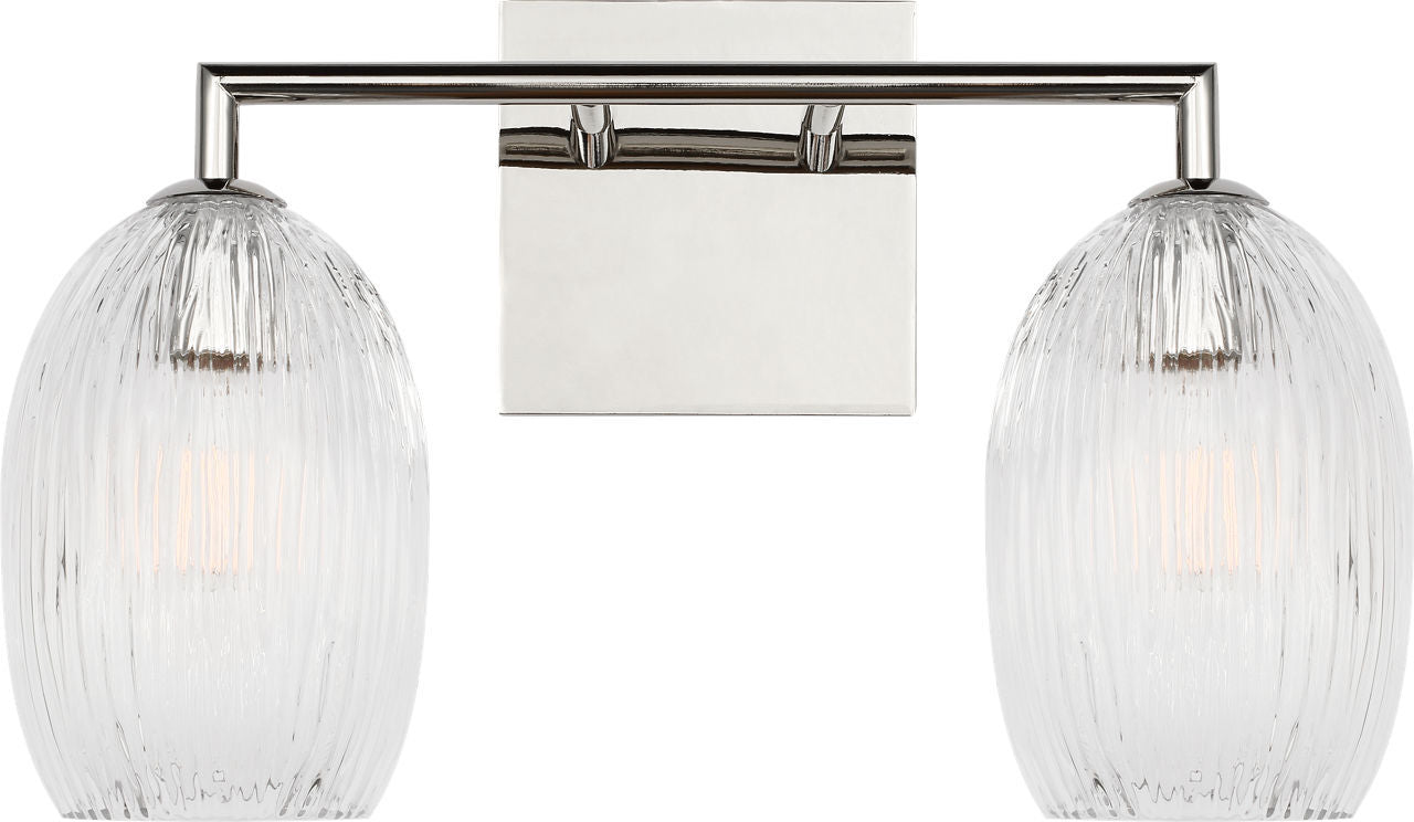 Applique de salle de bain 2 lumières | Polished Nickel | Serafina