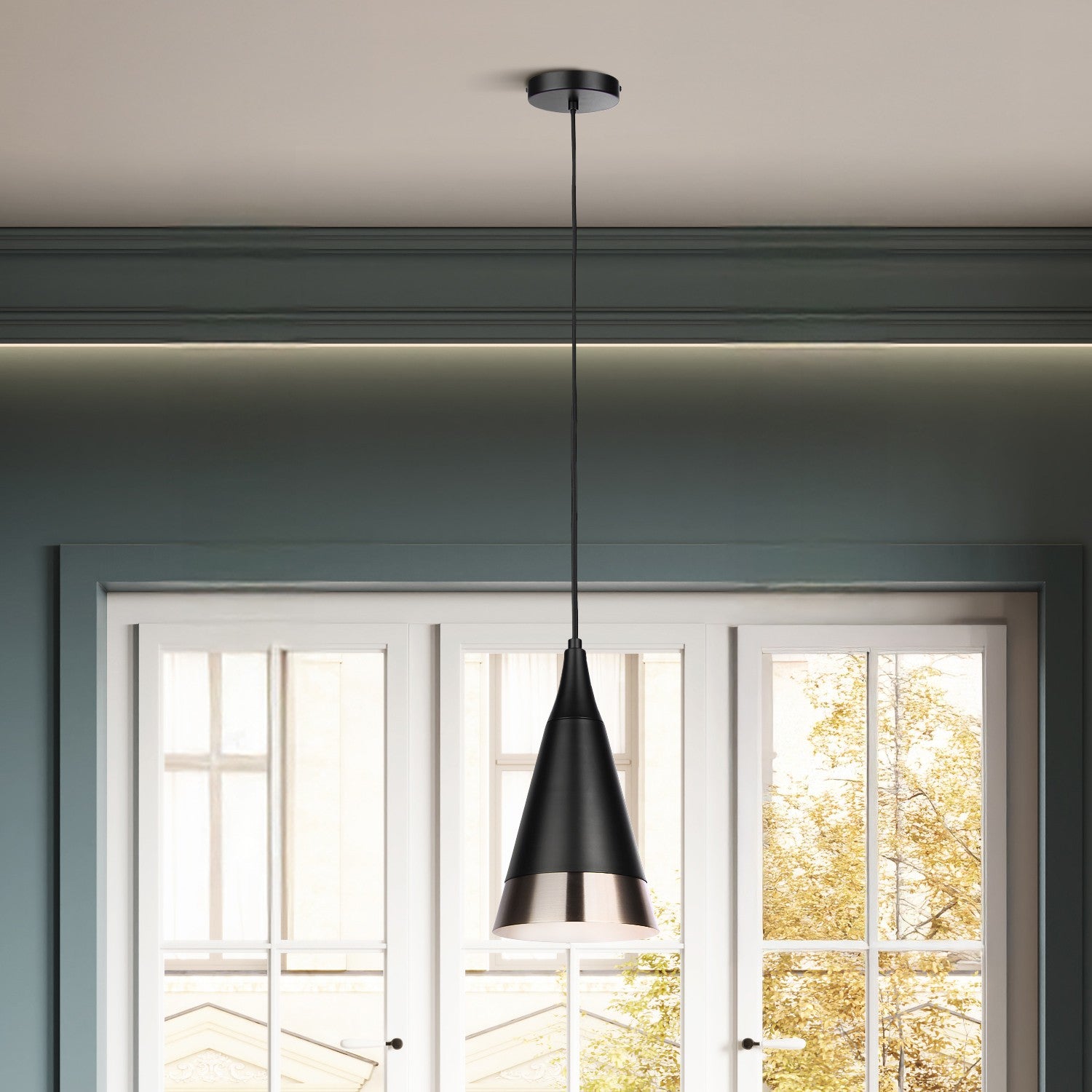 Suspension 1 lumière | Noire