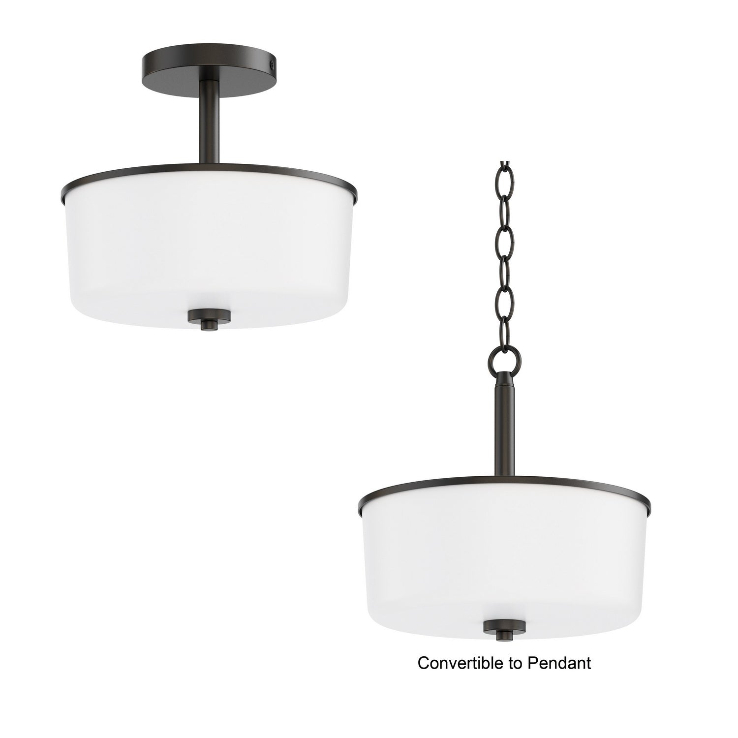 Semi-plafonnier ou suspension convertible 2 lumières | Fuller