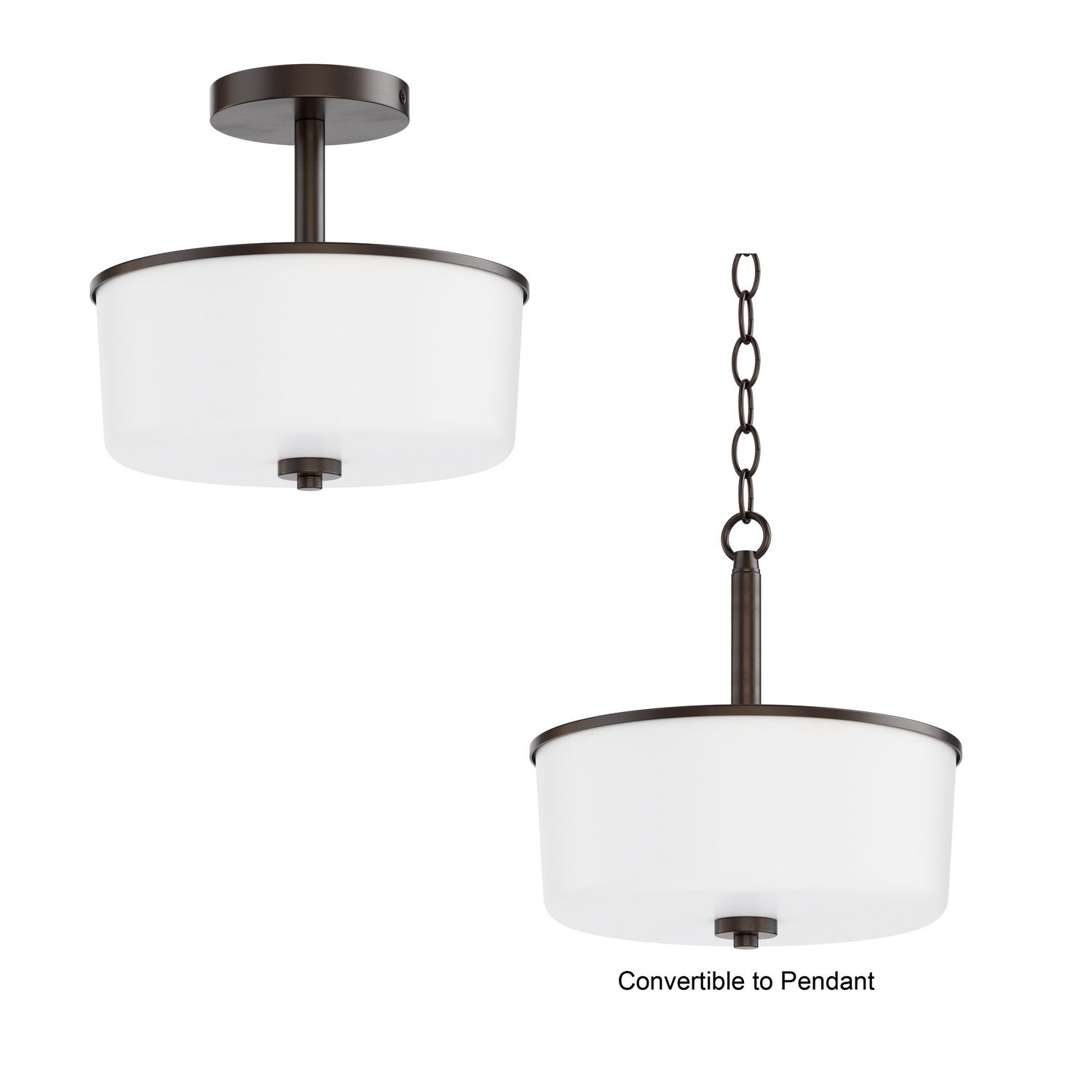 Semi-plafonnier ou suspension convertible 2 lumières | Fuller