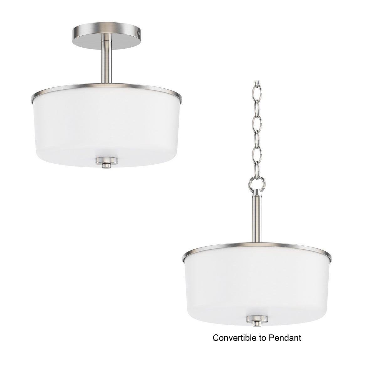Semi-plafonnier ou suspension convertible 2 lumières | Fuller