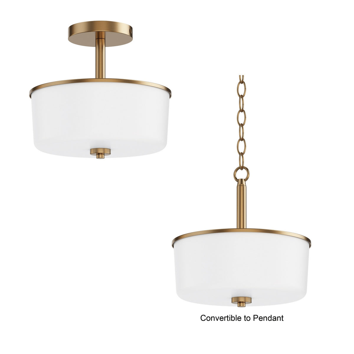 Semi-plafonnier ou suspension convertible 2 lumières | Fuller