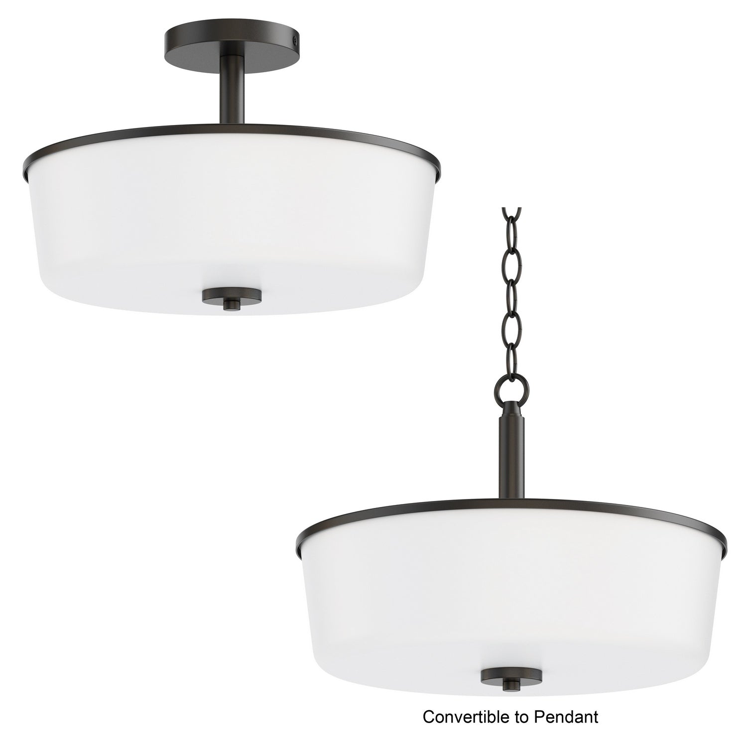 Semi-plafonnier ou suspension convertible 3 lumières | Fuller