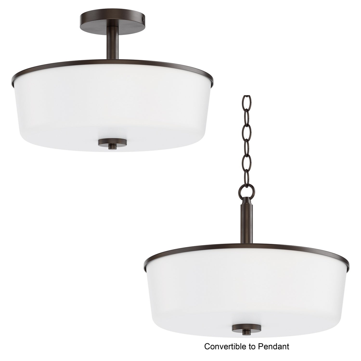 Semi-plafonnier ou suspension convertible 3 lumières | Fuller