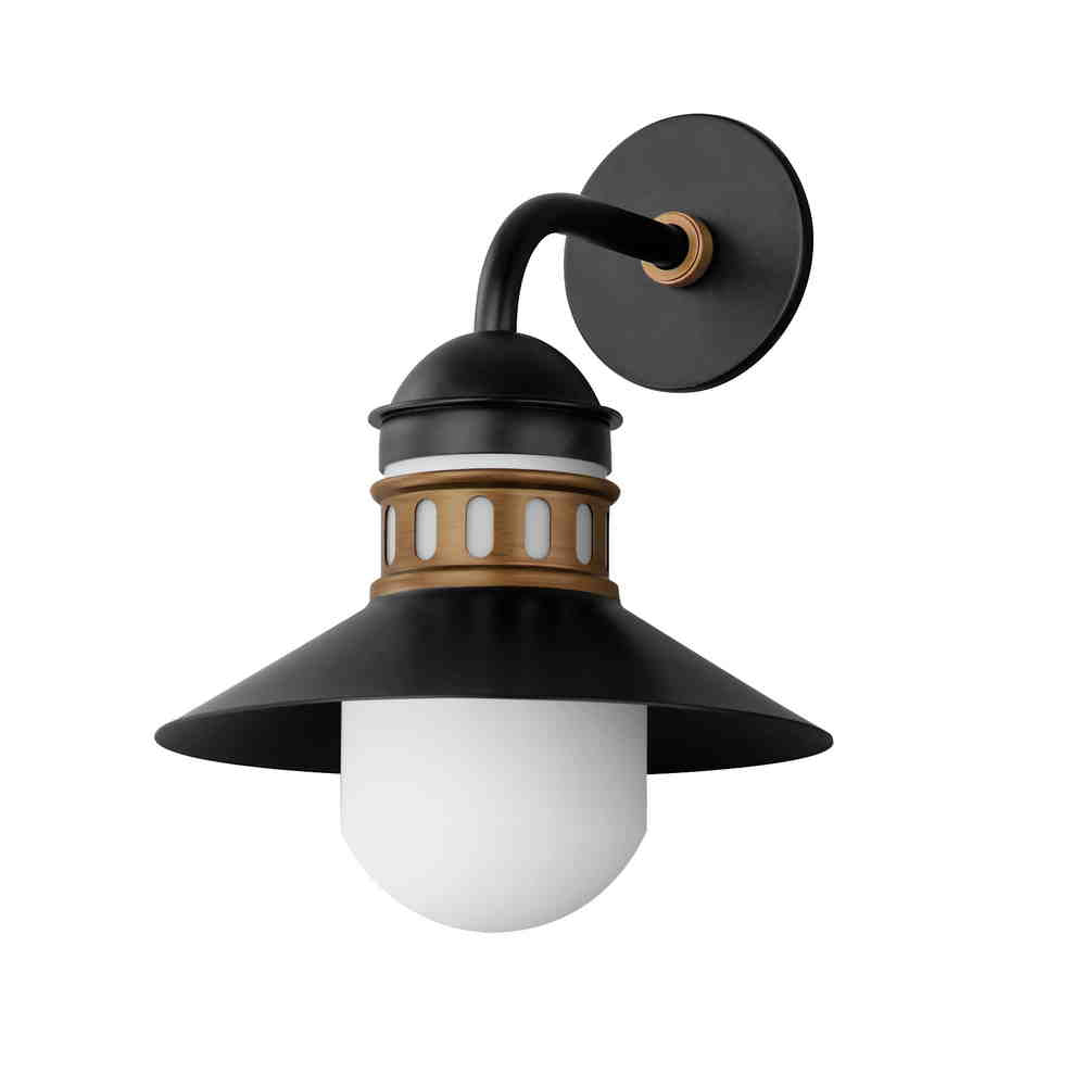 ADMIRALTY Outdoor wall sconce Black, Gold - 35124SWBKAB | MAXIM/ET3
