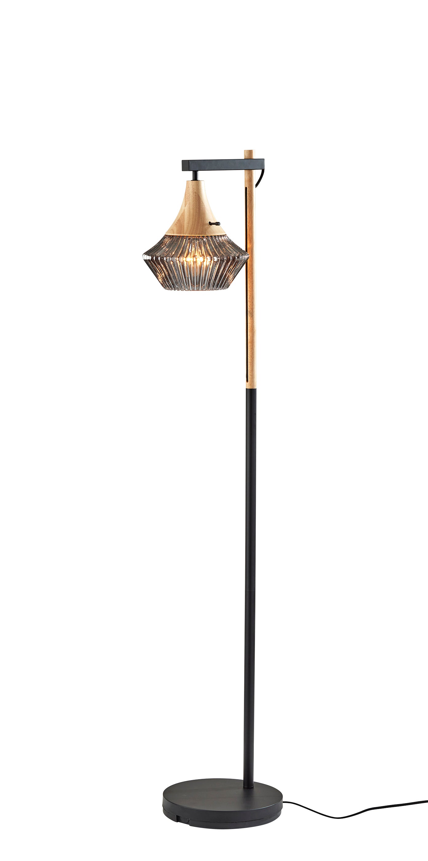 ELSIE Floor lamp Black, Wood - 6515-12 | ADESSO