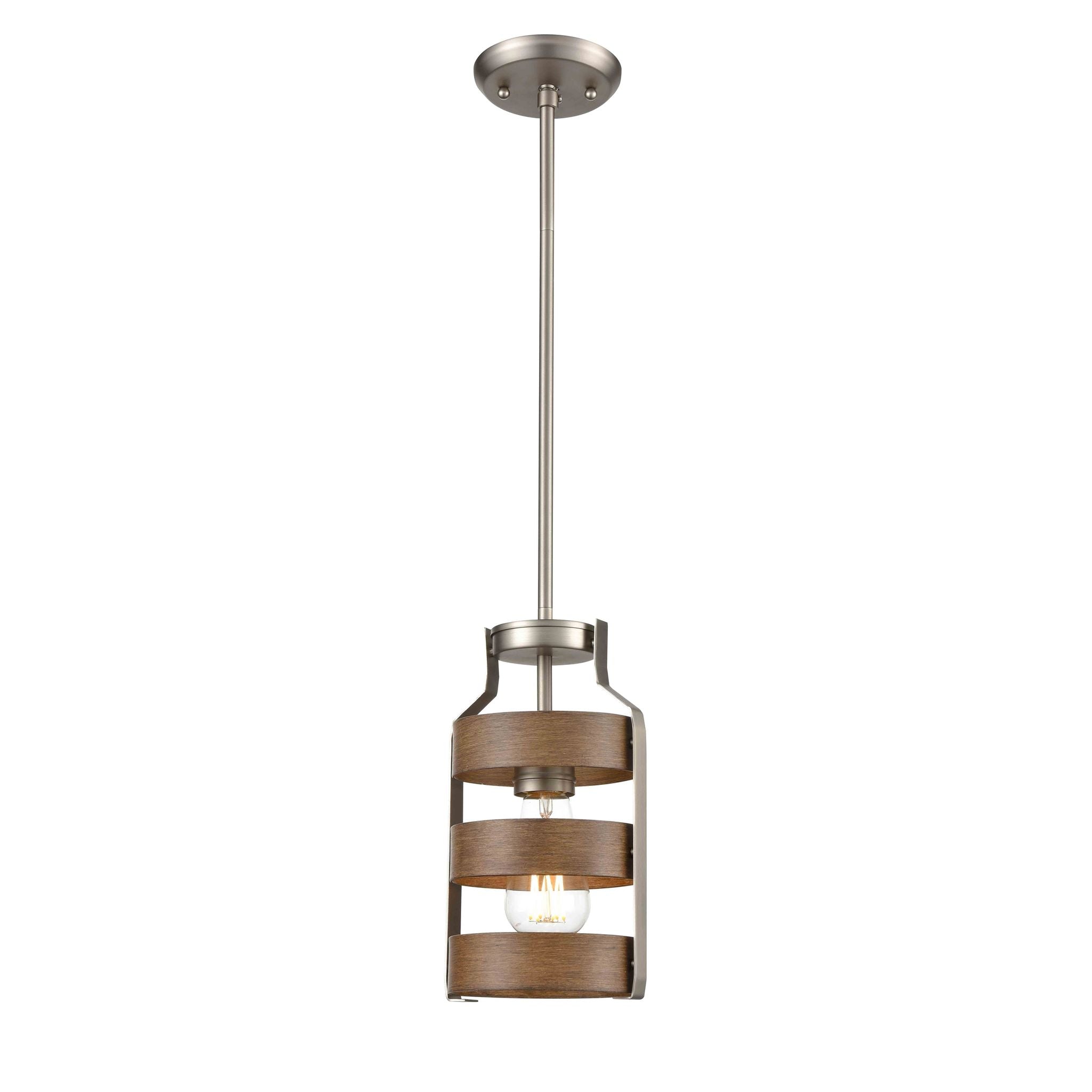 Fort Garry Pendant Stainless steel, Wood - DVP41821BN+BAW | DVI