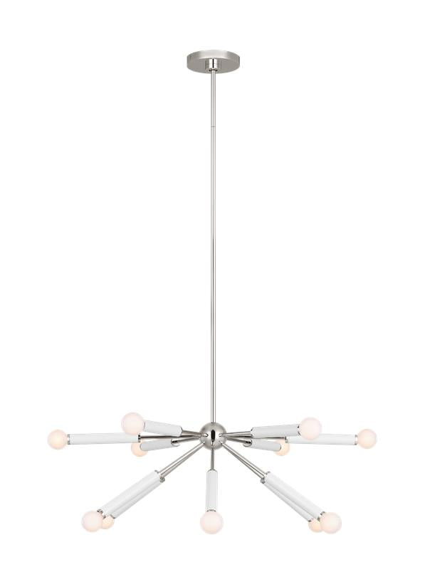 MONROE Chandelier Nickel, Blanc - KSC10612PNGW | GENERATION-LIGHTING