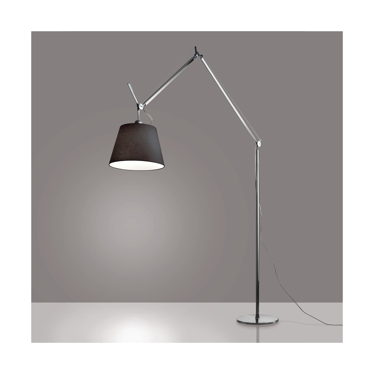 TOLOMEO Lampe sur pied Noir, Nickel DEL INTÉGRÉ - TLM2111 | ARTEMIDE